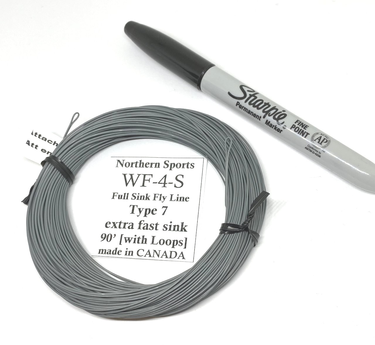 made in Canada Fast Sink Lake fly line w/ Loops WF-5-S Full Sink type 5 